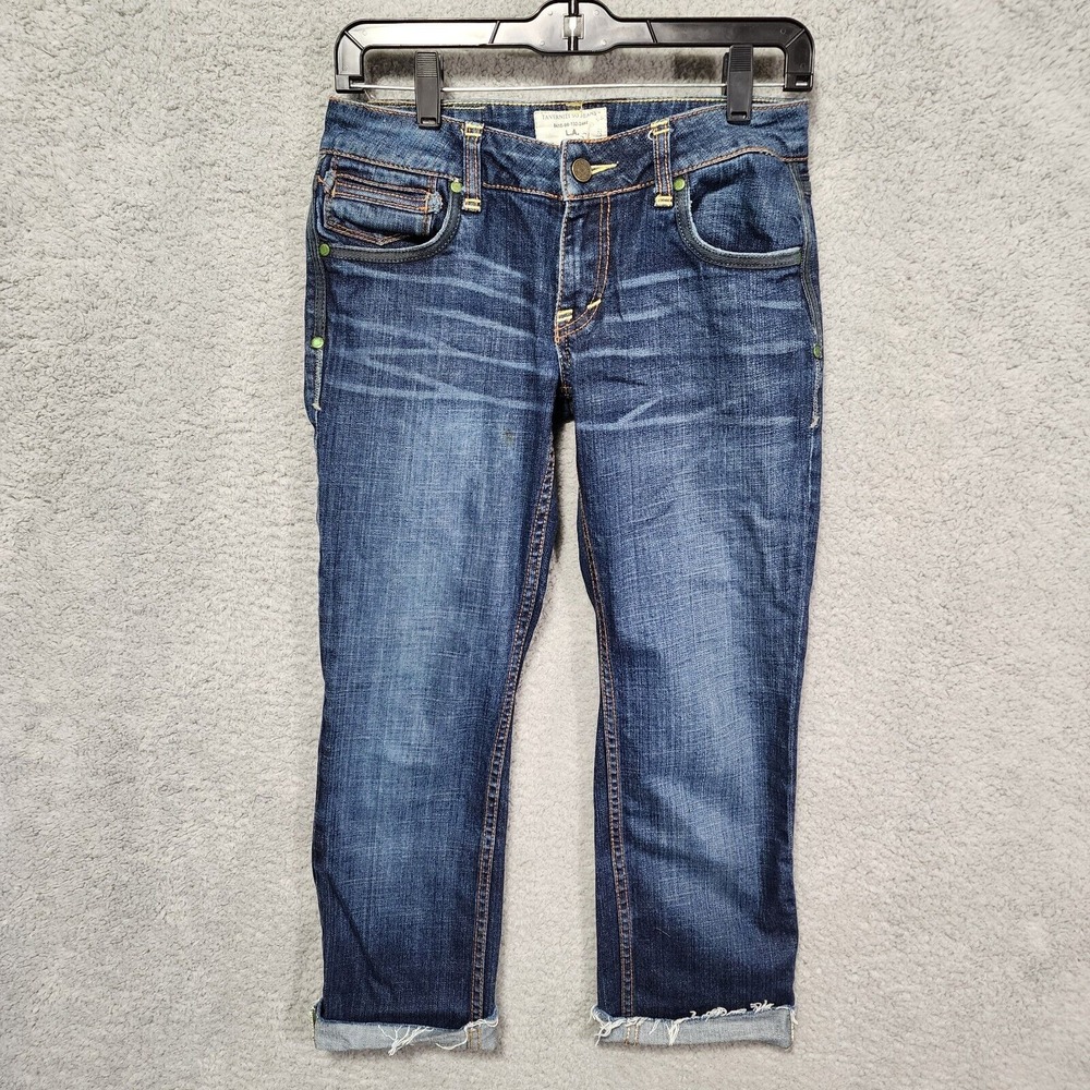 Taverniti So Jeans Angie Capri Raw Hem Size 26 Dark Wash Denim‎